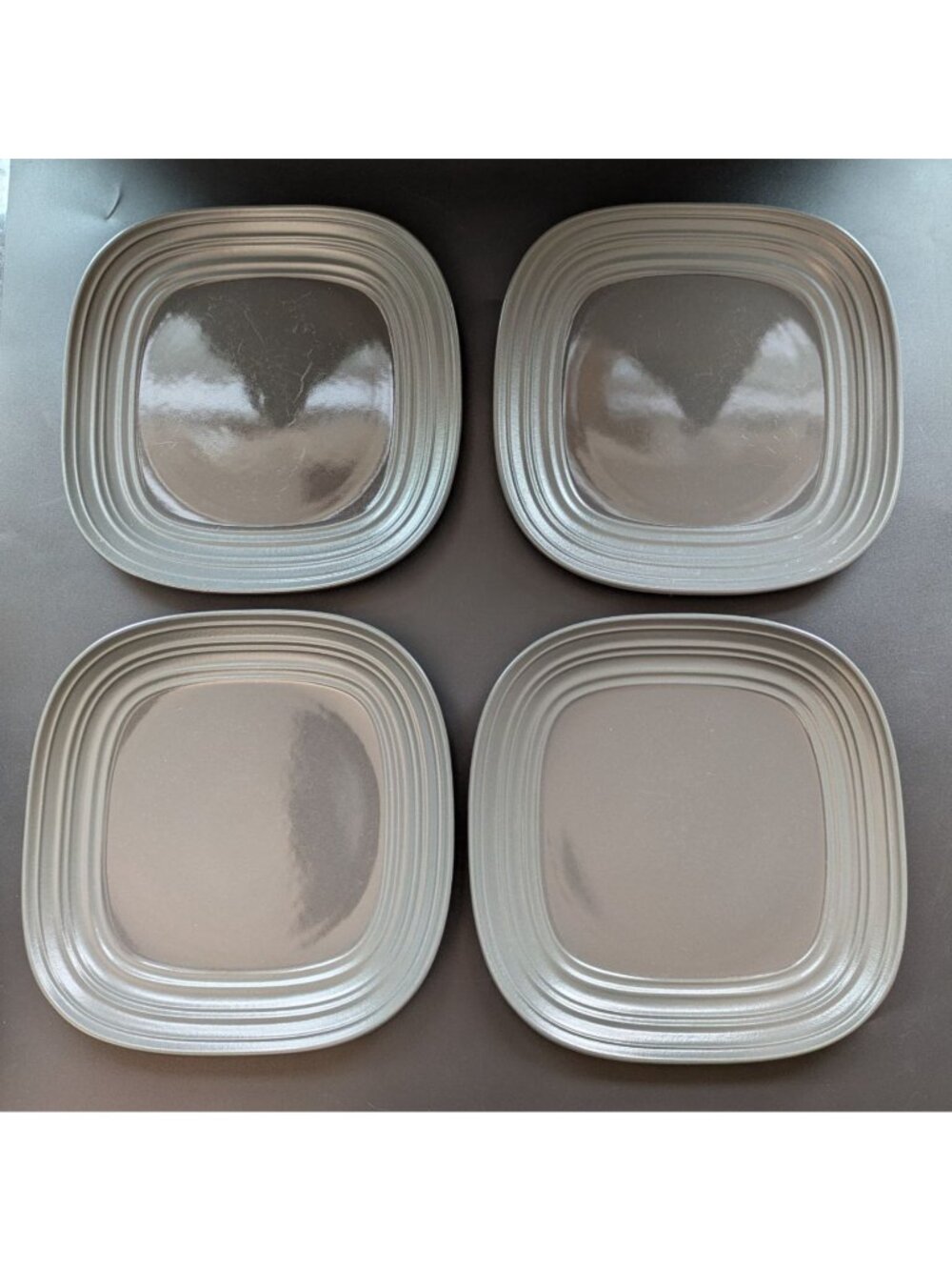 Mikasa Swirl Square Graphite Gray Salad Plate 8 3/4" Modern Design Set Of 4